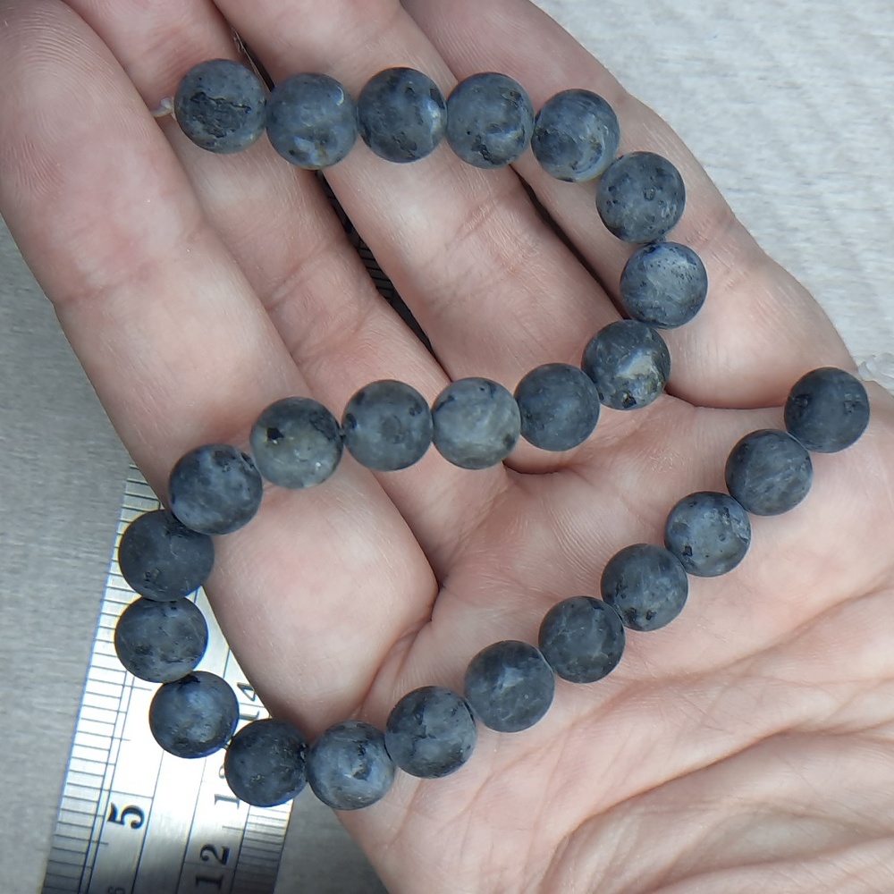 #9- 8mm Matte Larvikite 8in Strand